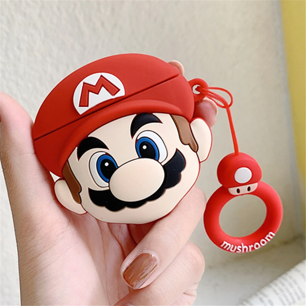 3D силиконовый чехол с рисунком Супер Марио Bros для air pods 1 2, чехол для наушников Apple Airpods, силиконовый чехол s Funda - Цвет: Темно-красный