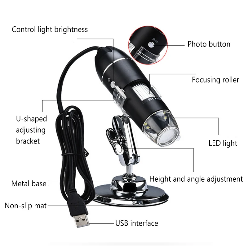 1000x Zoom 8 светодиодный HD 1080P USB микроскоп с цифровым увеличительным стеклом кронштейн для камеры эндоскопа