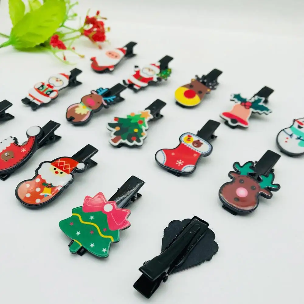 50 Pcs Christmas Santa Claus Puppy Dog Cat Hair Bows Clips Holiday Party Pet Dog Cat Hair Accessories Pet Grooming Hairpins