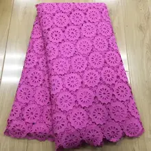Розовый Африканский шнур кружевной ткани молочный шелк Водорастворимые платья Кружева Камни высокое качество нигерийское гипюровое кружево 5 ярдов/партия
