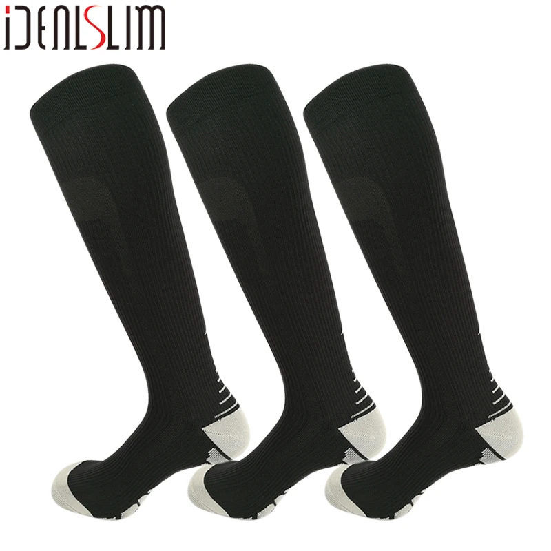 Black IDEALSLIM 3 пары компрессионных мужских подошвенных фасциитов носки до колена Мужские варикозные вены носки мужские носки - Цвет: Black