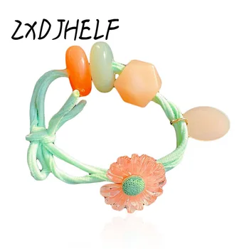 

ZXDJHELF Korea Acrylic Elastic Hair Bands Hair Accessories For Women Ponytail Holder Cute Daisy Scrunchies Girls Rubber F613