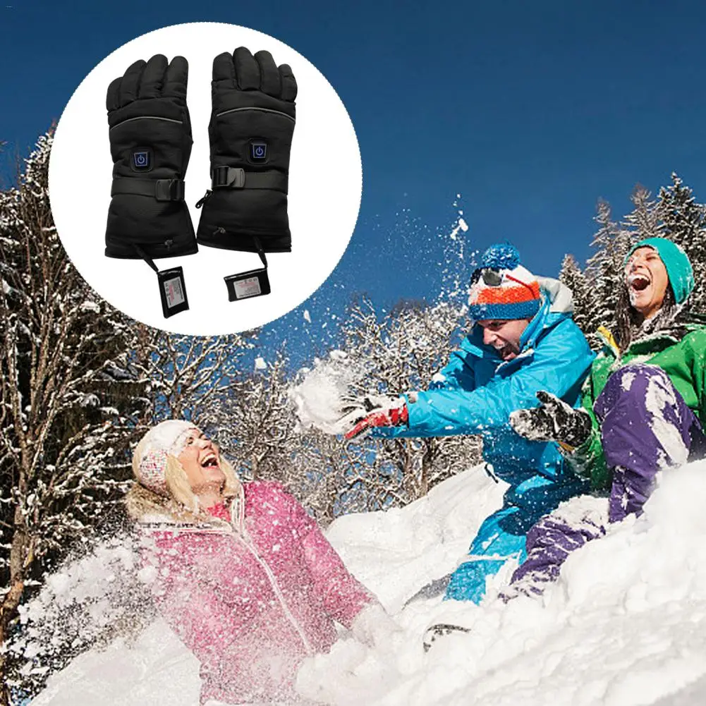 Skiing Snowboarding Usb Heated Ski Gloves Rechargeable Snowmobile Thermal Motorcycle Gloves Winter Men Women Mittens