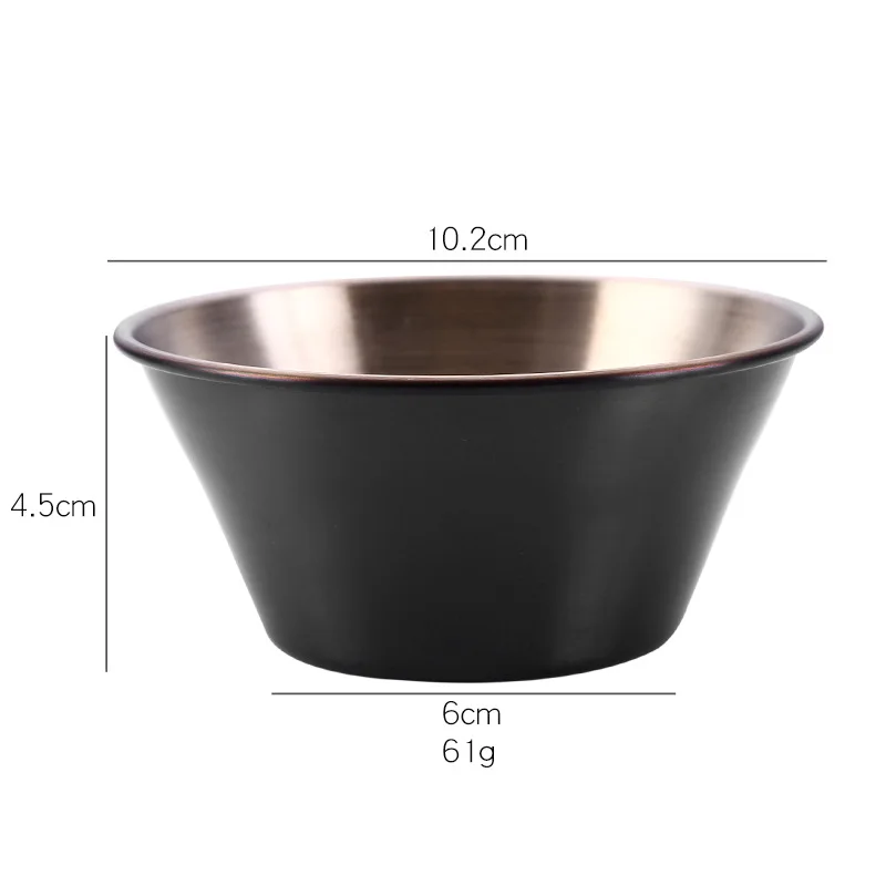 304 детская миска для закусок из нержавеющей стали, миска для приправ, мини металлическая миска для мороженого, кухонные декоративные сервировочные миски - Цвет: Large Black