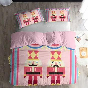 

HELENGILI 3D Bedding Set Nutcracker Soldier Print Duvet Cover Set Bedcloth with Pillowcase Bed Set Home Textiles #YC-250