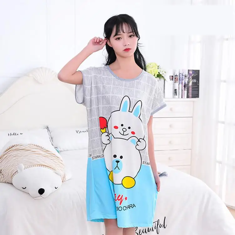 Hot Women Summer Comfortable Cute Nightgown Cartoon Sleepwear Leisure Short Sleeve Nightgowns Printing Clothes Nightdress - Цвет: style
