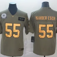 A+++ Мужская футболка Leighton Vander Esch Dallas# Cowboys оливковый/золотой