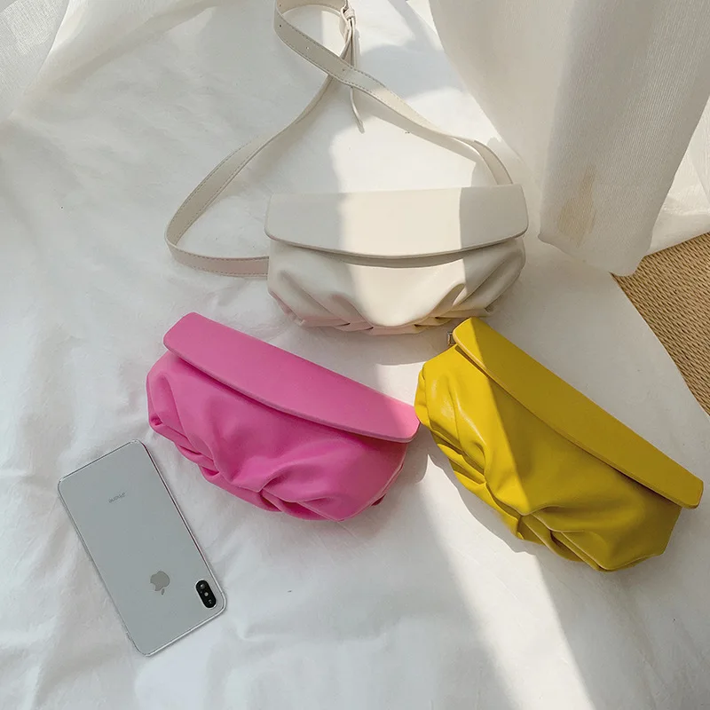 

2019 New Fashion Women Dumplings Handbag PU Solid Color Purse Bags For Women Luxury Female Shoulder Crossboby Bag bolsa feminina