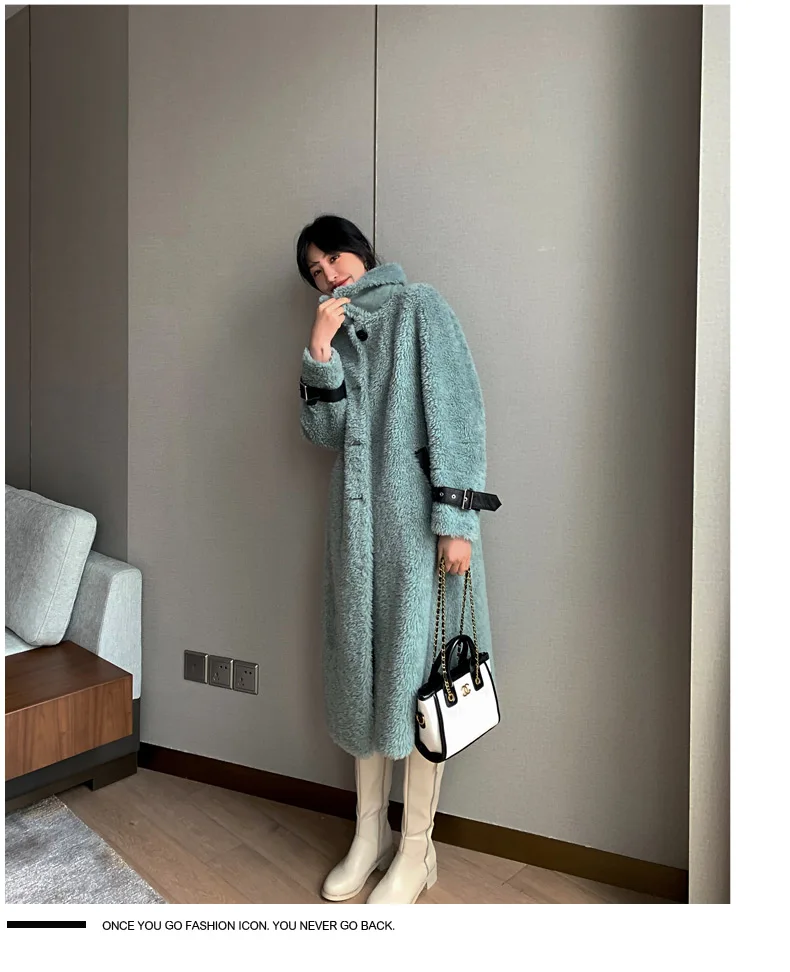 Real Fur Coat Female Winter Sheepskin Coat Women Clothes Korean Long Sheep Shearing Jacket Vintage Wool Coats SZ19D45