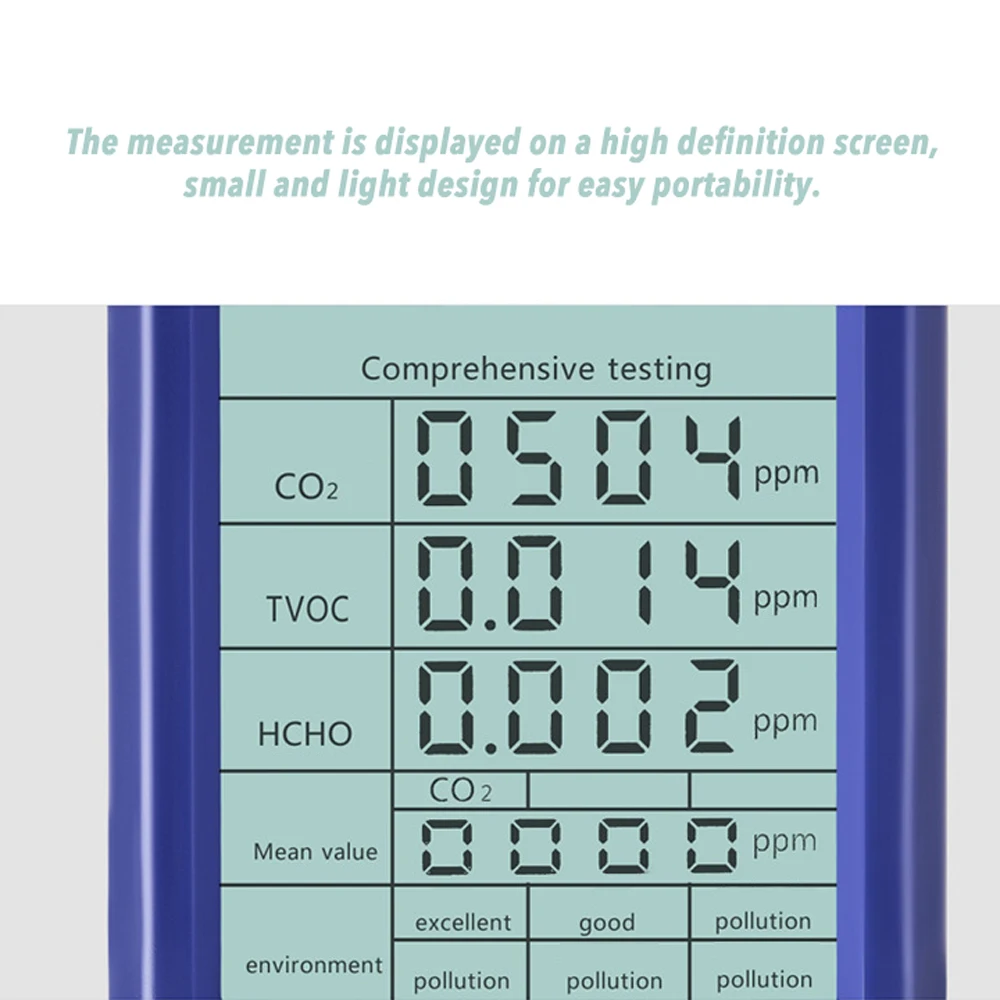 Многофункциональный CO2 ppm метров TVOC HCHO AQI детектор углекислого газа анализатор переносной тестер качества воздуха