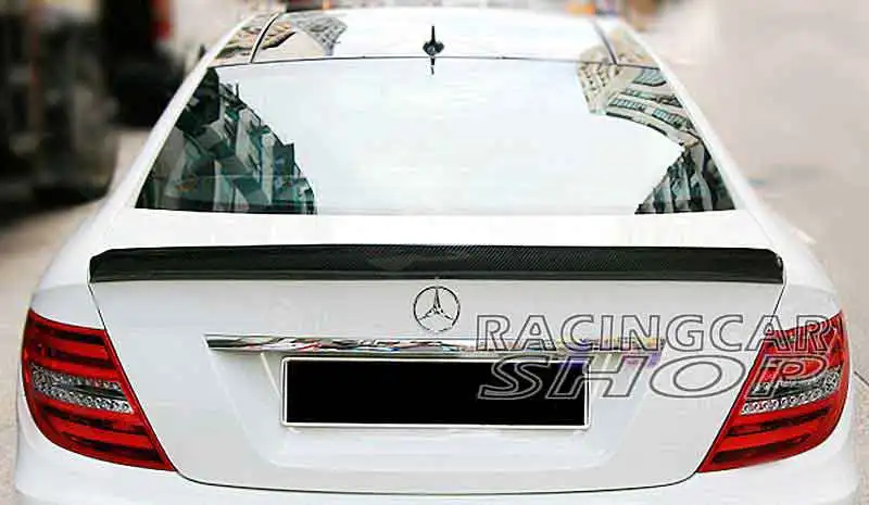 V STYLE REAL CARBON FIBER TRUNK LIP SPOILER Fit For MERCEDES BENZ W204 4DOOR SEDAN C63 C300 C350 C63 08-12