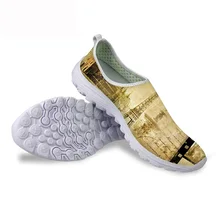 HYCOOL/Женская обувь на плоской подошве с принтом Эйфелевой башни; женские удобные кроссовки из сетчатого материала без шнуровки; женская прогулочная пляжная обувь; светильник