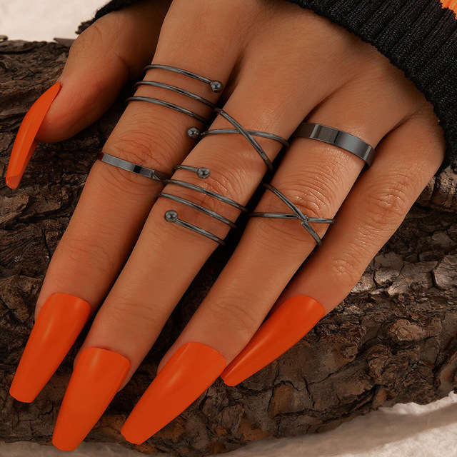 Punk Finger Rings 3pcs/set Minimalist Smooth Gold/Black Geometric Metal Rings for Women Girls Party Jewelry bijoux femme