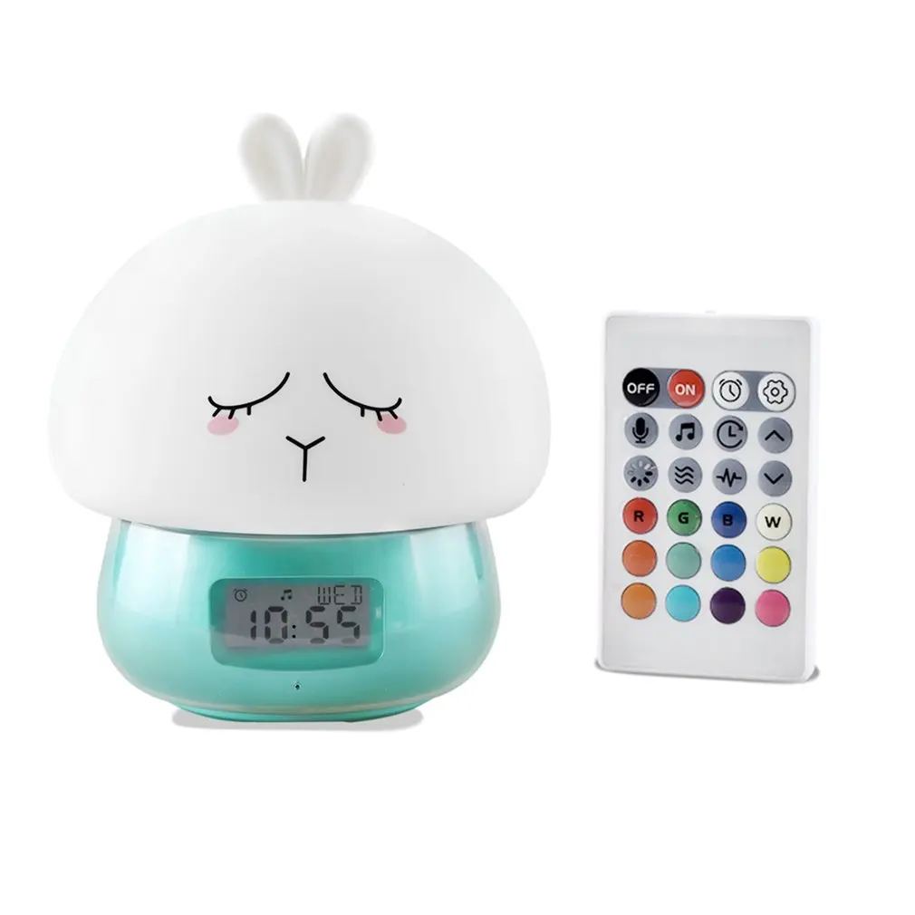 

Cute Cartoon Design Multifunctional Alarm Clock Wake Up Night Light Remote Control Desktop Recording Light Lamp
