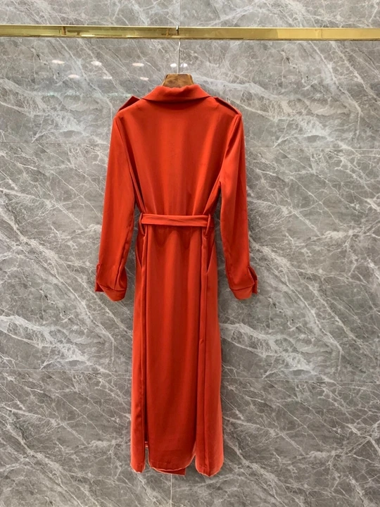 autumn early In of, new women's Lapel waist tie tie, waist wear long sleeve dress 905