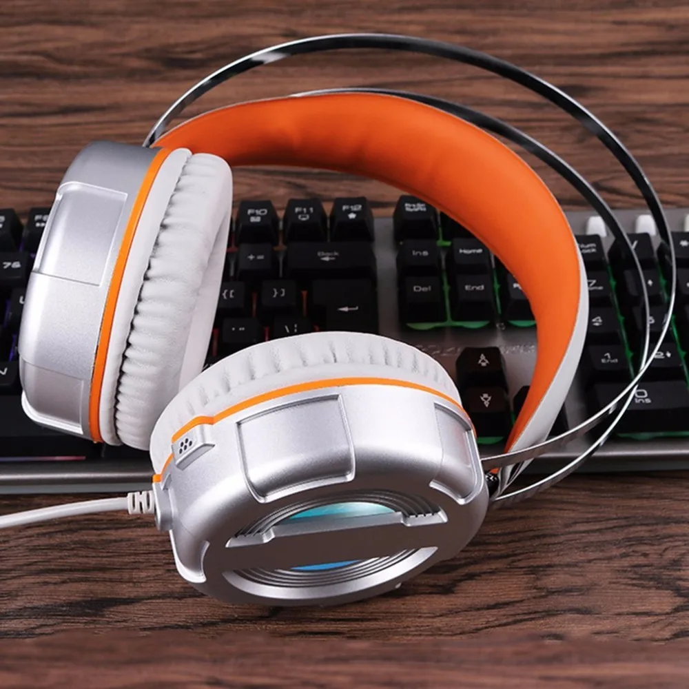Игровая гарнитура светодиодный светильник светящийся шум Cancealing PC Gamer Super Bass повязка на голову наушники с микрофоном для компьютера PC