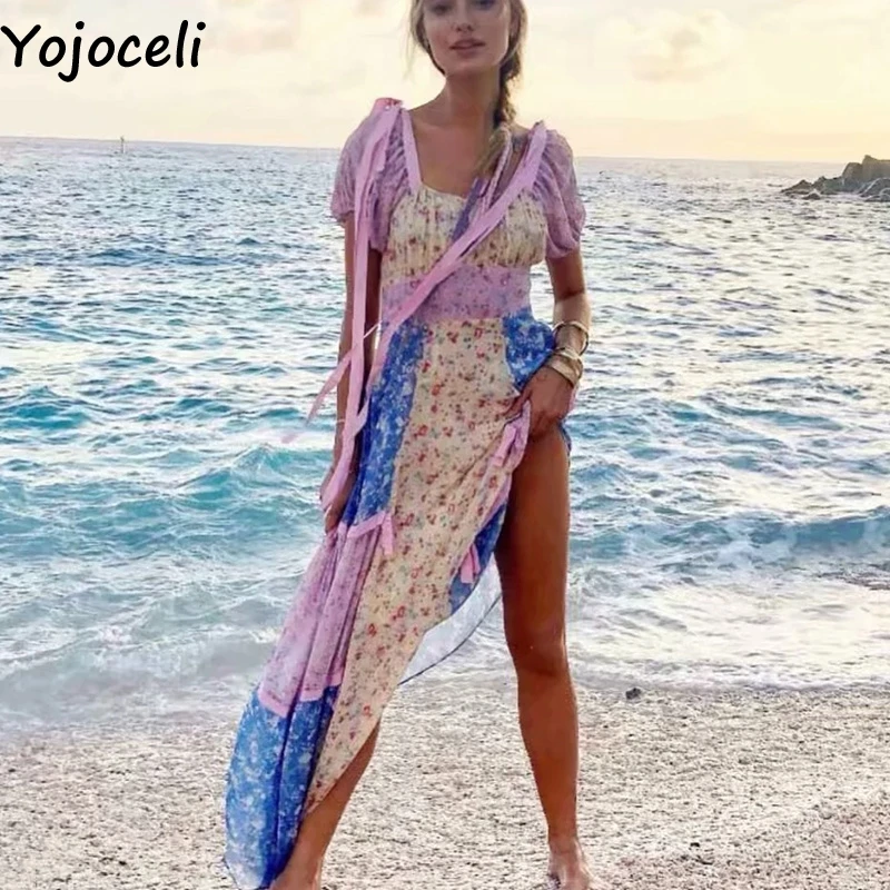Yojoceli сексуальное пляжное богемное с принтом длинное платье Летнее Элегантное