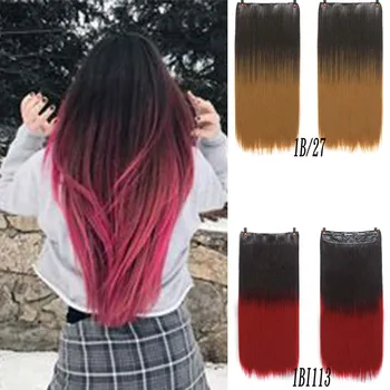 

XUANGUANG Long hair Straight hair High Tempe rature Fiber False Hairpieces Natural Headwear Color gradation