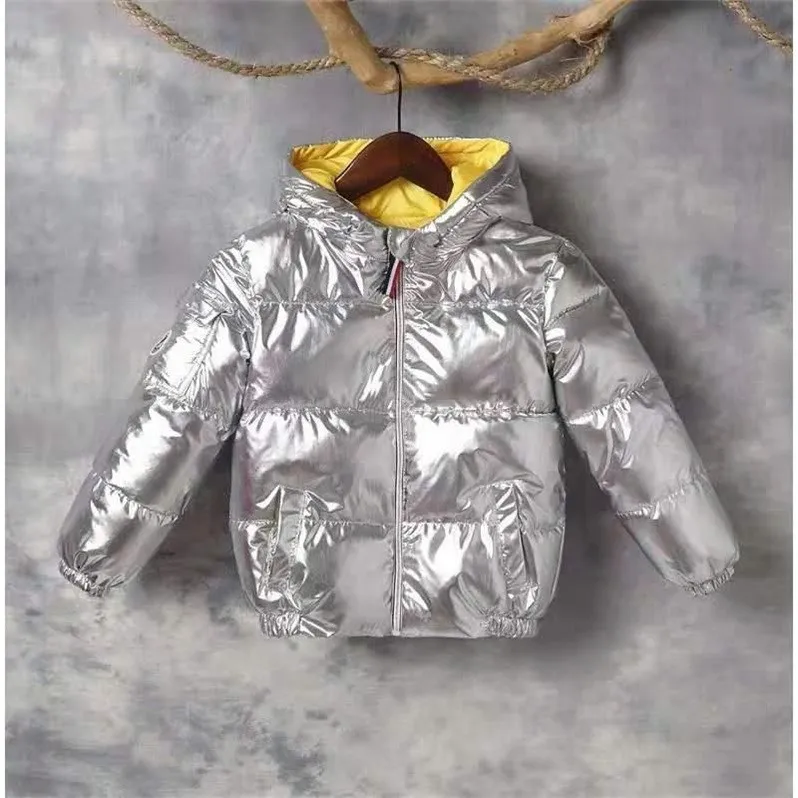 Г. Детская зимняя куртка одежда для маленьких мальчиков и девочек водонепроницаемый Зимний костюм для девочек и мальчиков золотой, серебряный пуховик Детская парка с капюшоном - Цвет: Silver