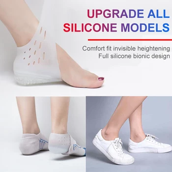 

1 Pair Silicone Foot Massage Unisex Comfortable Invisible Height Increase Socks Bionic Heel Pads Insoles Pain Relieve Pads