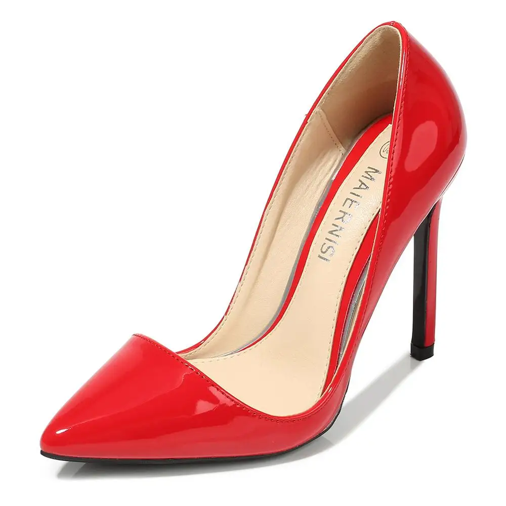 4.33in  Heel Height Sexy PU Pointed Toe Stiletto Heel Pumps Hingh Heels Party Shoes US Size 5-14 No.666-51
