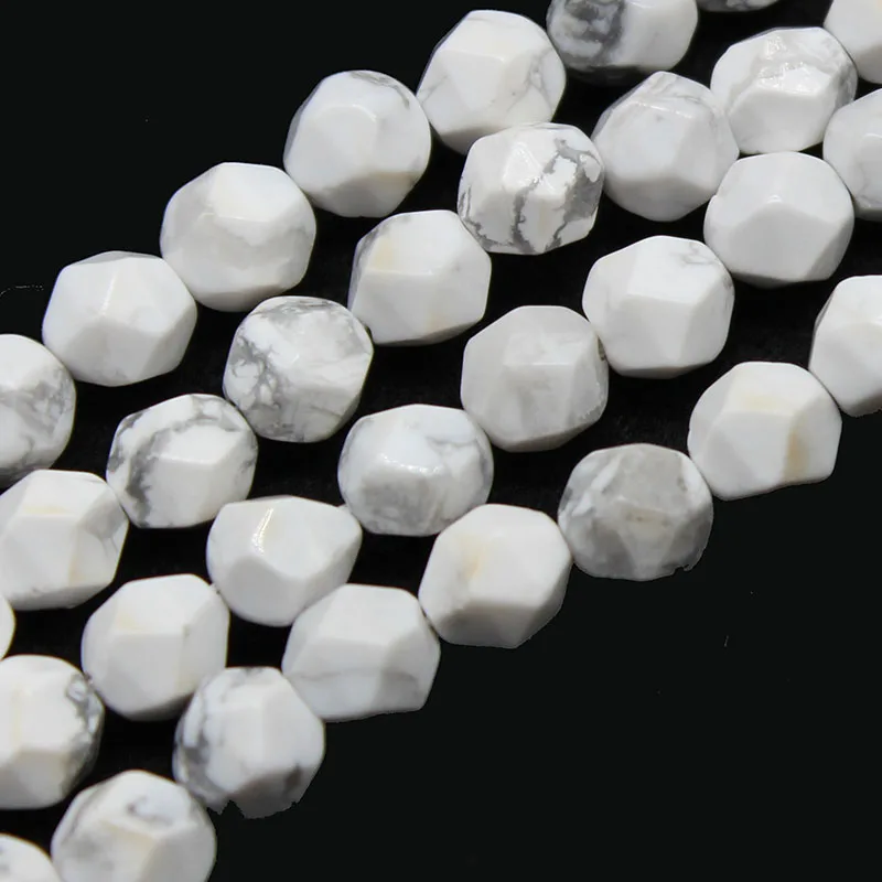 Натуральные бриллианты граненые белые бирюзы Howlite камень Свободные Круглые