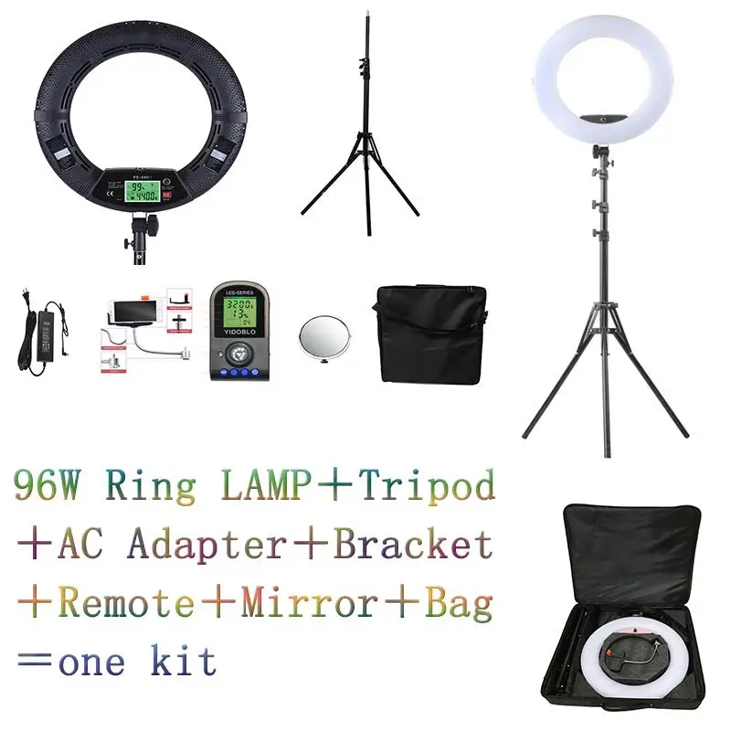 

Yidoblo Black FE-480II 5600K Dimmable Camera Ring Light 480 LED Video Light Lamp LCD RC Photographic Lighting +2M stand+ handbag