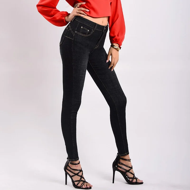 

Winter Thicken Warm Black Elastic Jeans Woman Skinny Push Up High Waisted Plus Size Denim Trousers 2019 Promotion Free Shiping