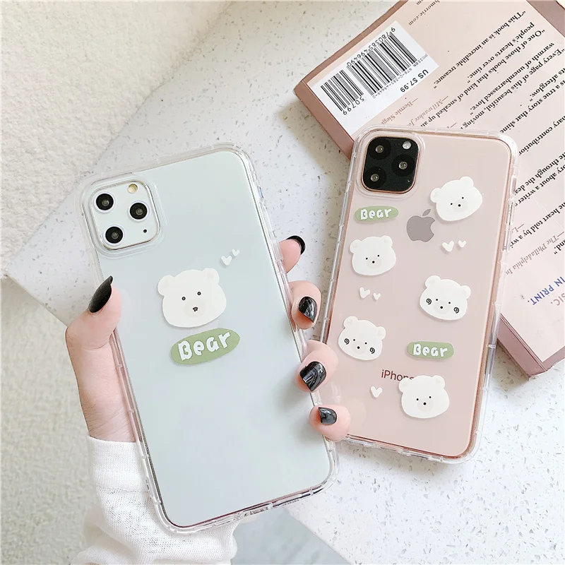 

Anti-drop Korea bear phone cases for iPhone 11 Pro MAX case love heart bears cover for iphone Xs MAX Xr X 6 6s 7 8 plus soft TPU