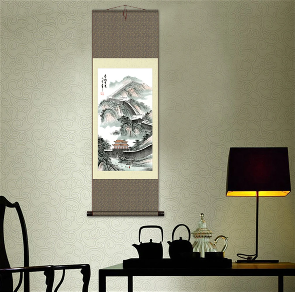 Лето Великая стена искусство, живопись по номерам, Китайская традиционная шелковая свиток живопись настенные картины, шелковая настенная постерная печать
