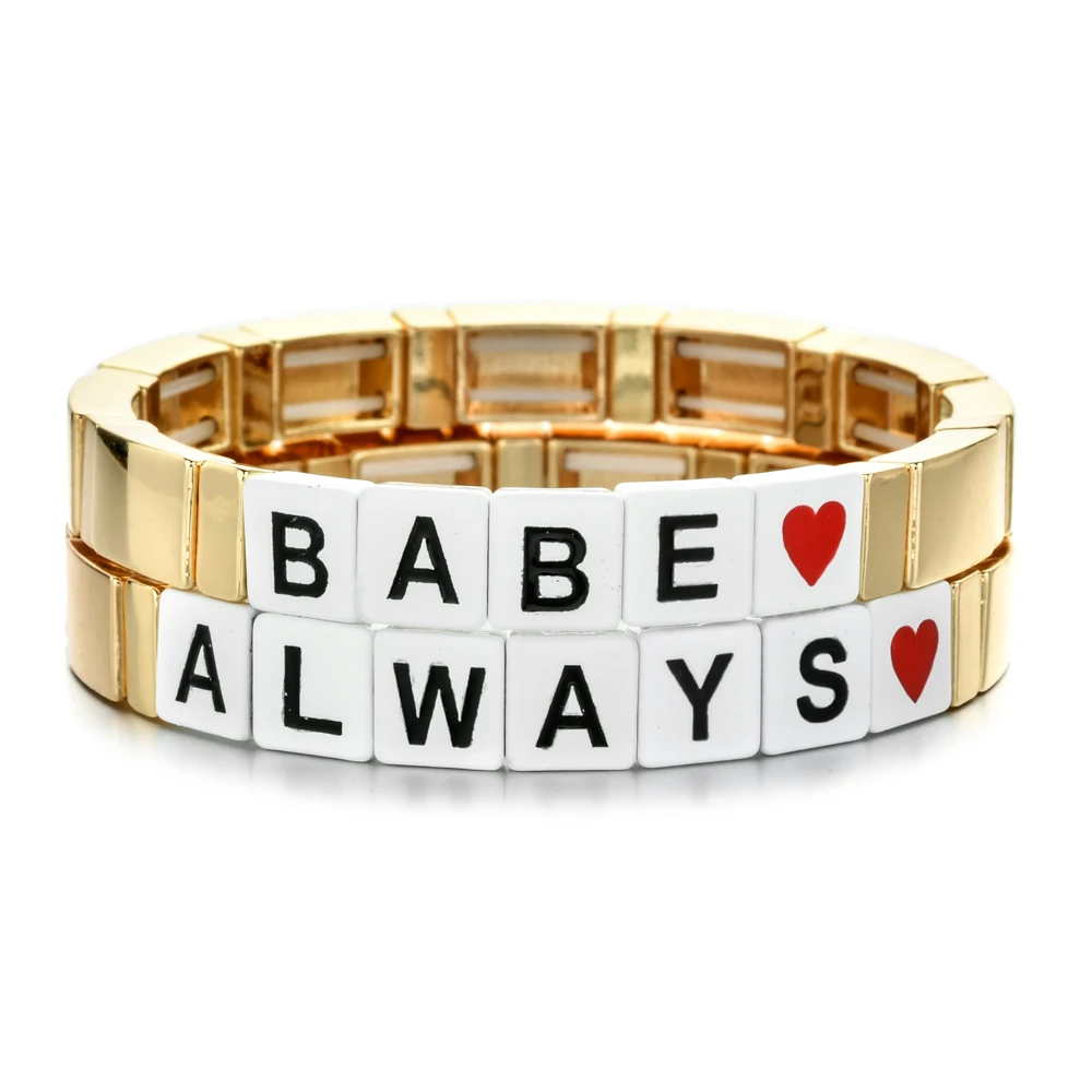 ZMZY Boho Gold Letter Hope Beads Charm Bracelet Elastic Wholesale Bohemian Rainbow Bracelets for Women Jewelry Forever Gift - Image 2