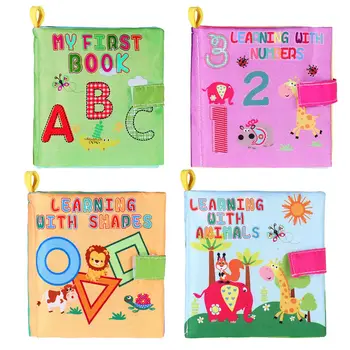 

NICEXMAS 4PCS Soft Colorful Non-Toxic Toy Books Learning Books Cloth Book Set for Intelligence Development Toddlers Babies