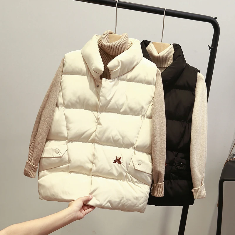 MUMUZI 2XL зимний жилет с хлопковой подкладкой для женщин v образным вырезом без