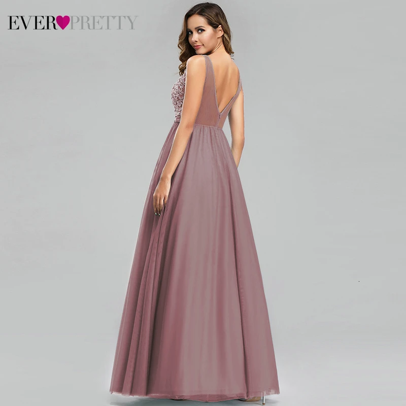 Ever Pretty Dusty Blue Bridesmaid Dresses V-Neck Appliques Elegant Long Dresses For Wedding Party EP00930DB Vestidos De Madrinha