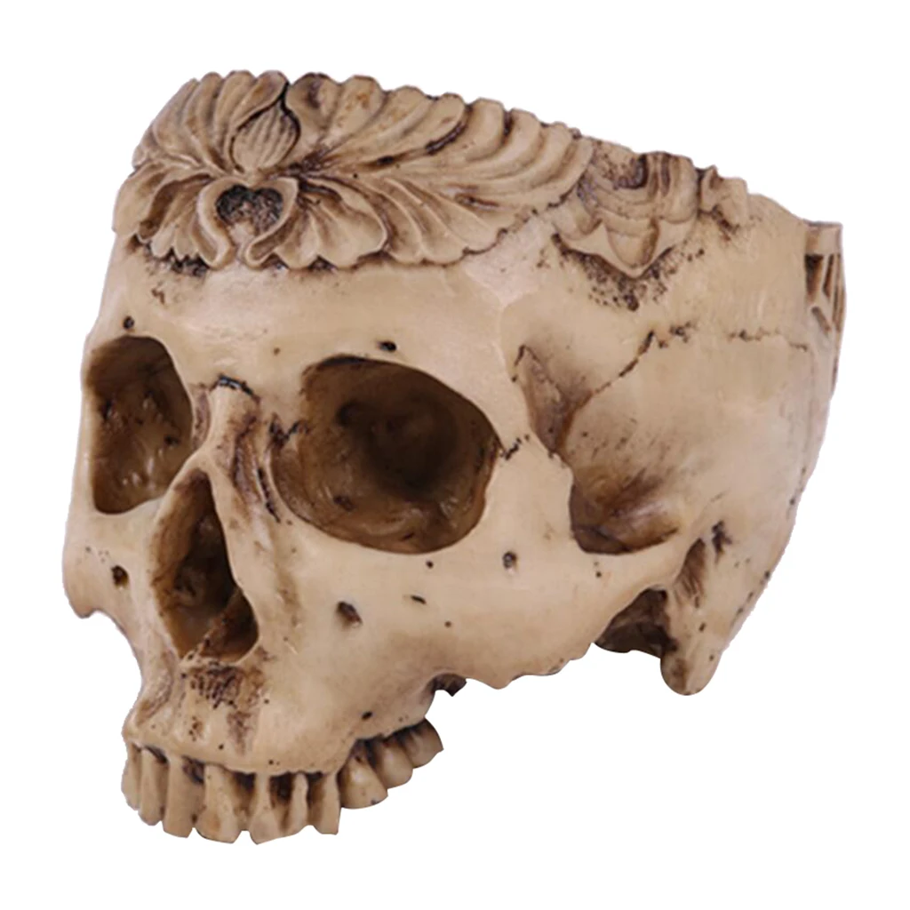 Resin Skull Head Shped Flower Pot Halloween Scene Decoration 