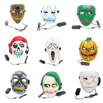 

Glowing Masks Head Cover EL LED Neon Light Horror Creepy Halloween Cosplay Carnival Party Decoration