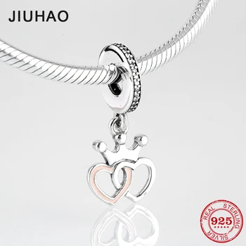 

Fashion Crown love charms 925 Sterling Silver Princess Heart Beads Pendants Fit original charms Bracelet Jewelry