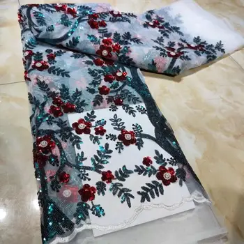 

2020 Sequin Lace Fabric Mesh Purple Color African Embroidery Sequence Nigerian French Party Latest High Quality Tulle Hot Sale