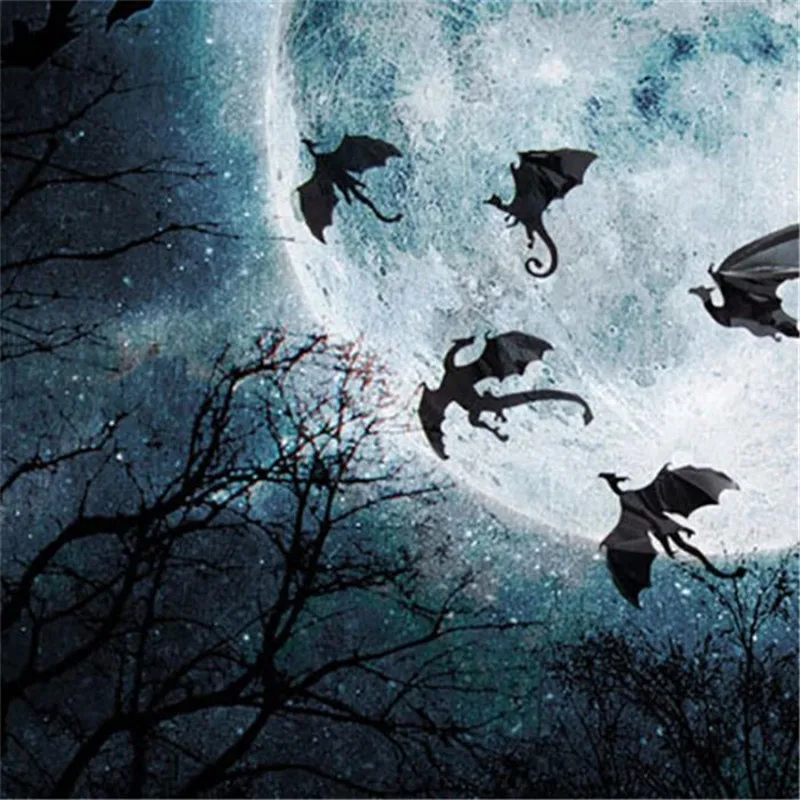 7pcs/set Fantasy Halloween Fun Wall Sticker for kids rooms Decor Dinosaurs Boys gift 3D Dragon Art Silhouettes | Дом и сад