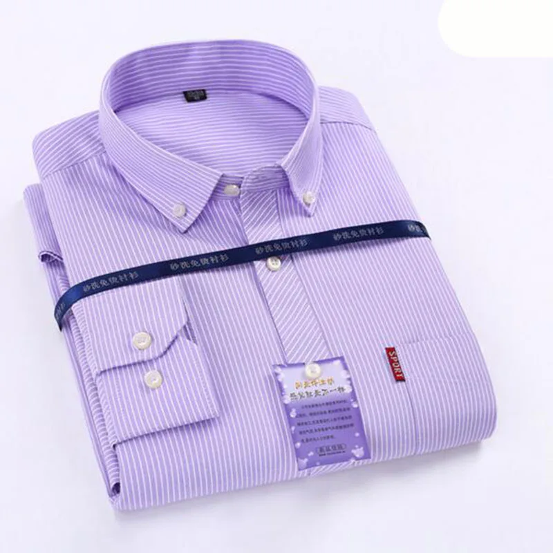 Полосатые повседневные рубашки с рисунком Camisa, Модные дышащие удобные Оксфордские тонкие хлопковые рубашки с отложным воротником
