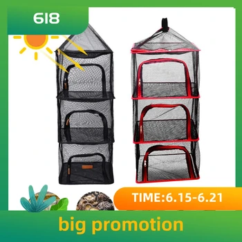 

4 Layer Foldable Hanging Dry Mesh Rack Vegetables Fruit Food Dehydrator Net Drying Storage Bag Kitchen Tools