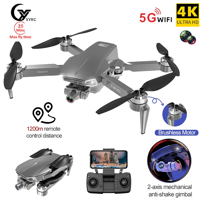 XYRC L106 Pro2 GPS Drone 4K Cámara Dual de HD 2-eje cardán fotografía aérea sin escobillas plegable RC Quadcopter helicóptero Quadcopter RC helicóptero distancia 1200M