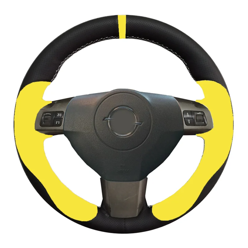 Искусственная кожа Чехол рулевого колеса автомобиля для Opel Astra(H) Signum Corsa 2004-2009 Zaflra(B) 2005- Vectra(C) 2005-2009 - Название цвета: Yellow insert