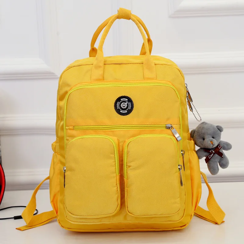 WENYUJH Preppy Style Soft Fabric Backpack Nylon Soft Travel Zipper Handle Bag Women Waterproof Multi-pocket Bag Mochila Feminina - Цвет: yellow