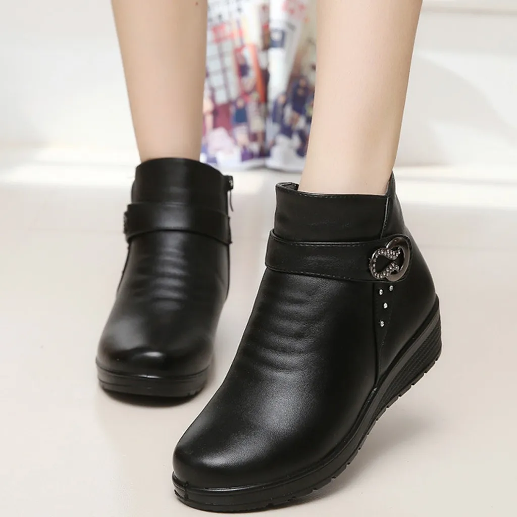 

Women Autumn Winter Ankle Boots y Ladies Fashion Wedge Cotton Thickening Keep Warm Snowshoe Short Boots Casual Martin Boots
