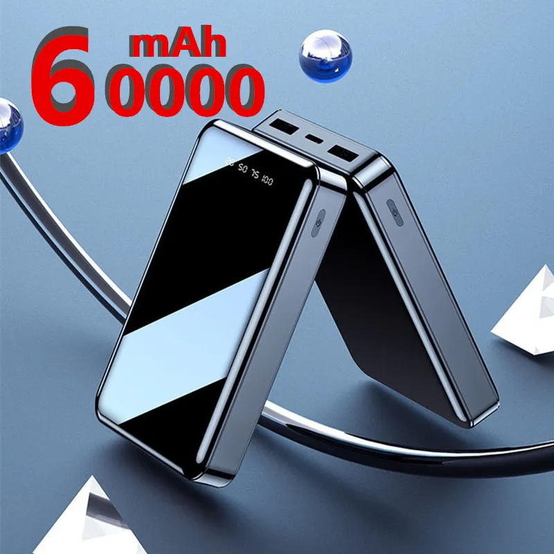 Portable Mini 60000 MAh Power Bank For All Mobile Phone Pover Charger 2 USB Ports External Battery Poverbank | Мобильные телефоны и
