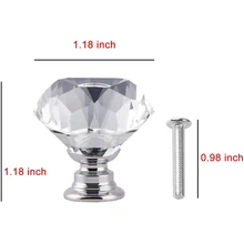 12 упаковок Алмазная форма хрустальный шар Дверные Ручки Потяните ручки для ящика шкафа шкаф кухонная дверь