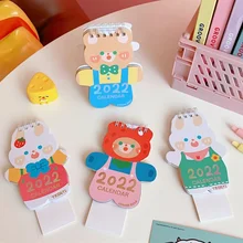 Calendrier Portable animaux de dessin animé 3D, papeterie de bureau Simple et mignon, Mini calendrier annuel pour la maison et le bureau, pour étudiants, 2022 