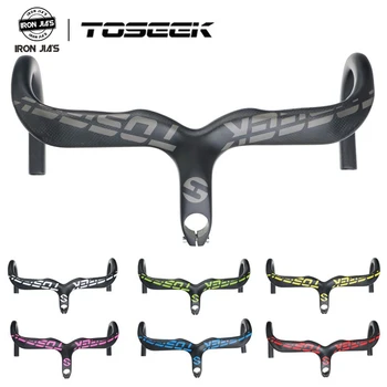 

TOSEEK Carbon Bicycle Handlebars Road/Mountain Bar Ends 28.6mm Handlebar Bicycle Accessories Cycling Stem length90/100/110/120mm