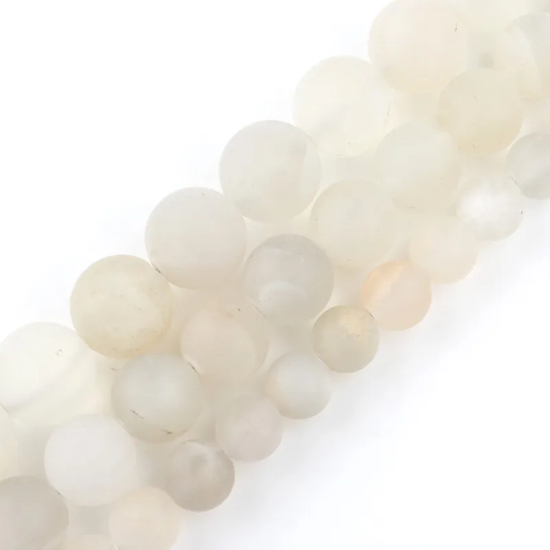 6 8 10 Mm Frosted Matte Natural White Agate Gemstone Beads Round